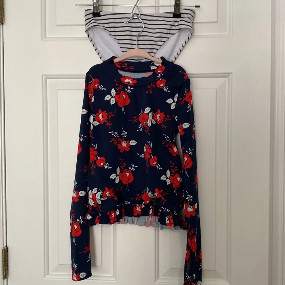 Janie and Jack Blue 2 Piece Rashguard Swim Set Sz 10